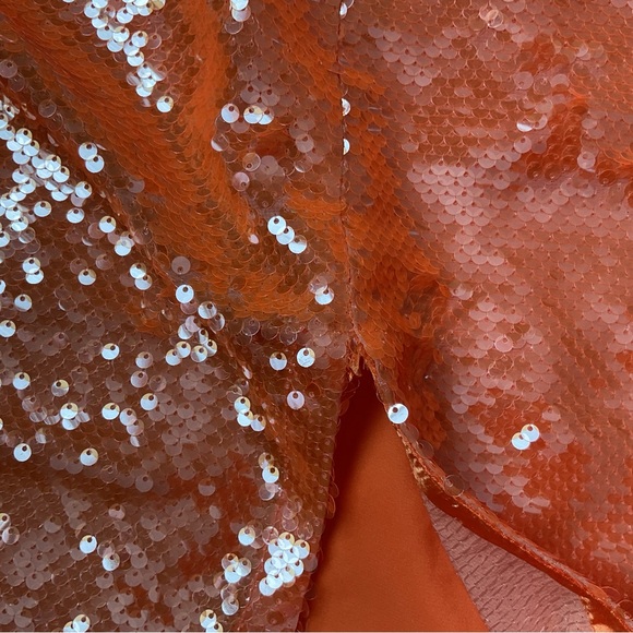New - Caroline Constas Orange Sequin Halter Party Dress - prom dress - Picture 15 of 15